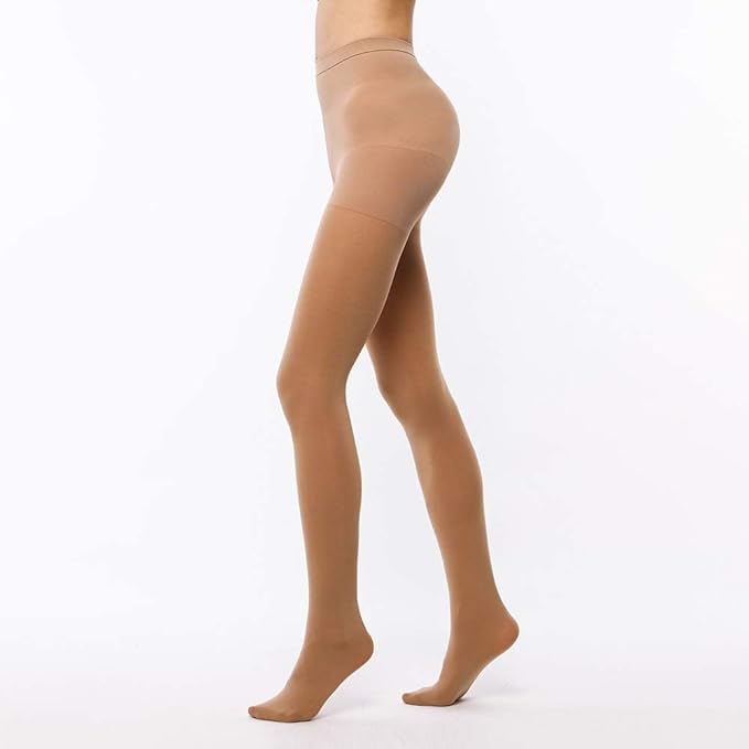 Women Pack of 2 High Waist Stockings Fiber Excellent Stretch Sheer Tights Long Comfort Super Soft Pantyhose (Black and Skin) - CL-RI-7808